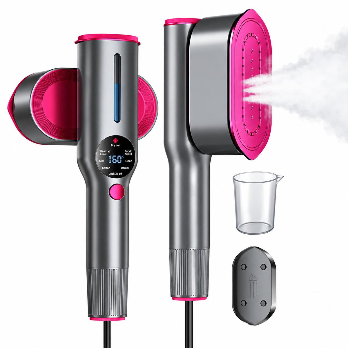 Ferro de Engomar Portátil a Vapor 2 em 1 — Vertical e Horizontal | Ecrã Digital
