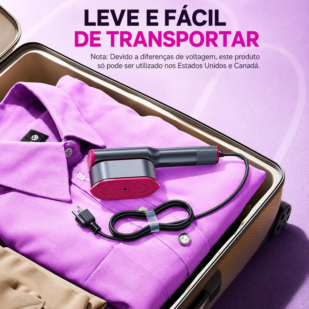 Ferro de Engomar Portátil a Vapor 2 em 1 — Vertical e Horizontal | Ecrã Digital